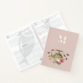 Carnet Teapot Party rose Floral & Papillons Monogramme (Intérieur)