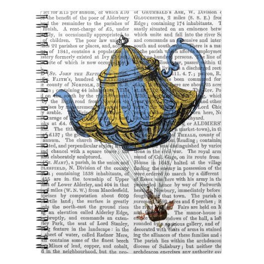 Carnet Teapot volant 3 bleu et jaune (Devant)