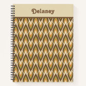 Carnet Teardrops géométriques Brown, Orange, Vert Rétro (Devant)