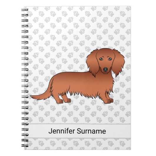 Carnet Teckels à longs poils rouges Chien de dessin animé (Devant)