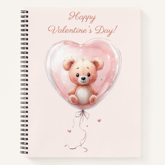Carnet Teddy in Heart Balloon Valentines Design (Devant)