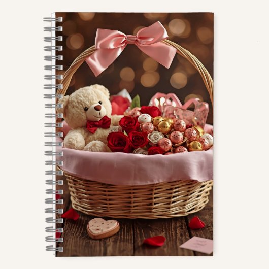 Carnet Teddy Rose Basket Romantic Valentine Love Story  (Recto)