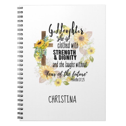 Carnet Teen Goddaughter Gift - Personalized Proverb Quote (Devant)