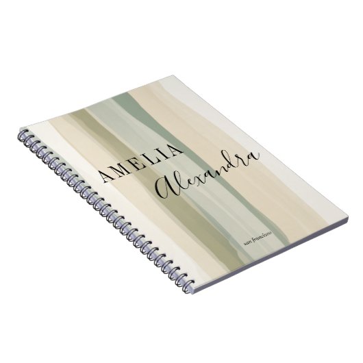 Carnet Teintes Terre Boho Rétro Écriture Lignes Ondulées  (Côté Droit)