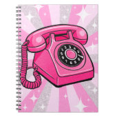 Carnet Téléphone Fixe Rotatif Rétro Rose Pailleté (Devant)