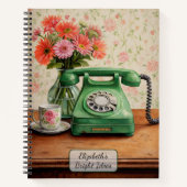 Carnet Téléphone vert vintage (Devant)