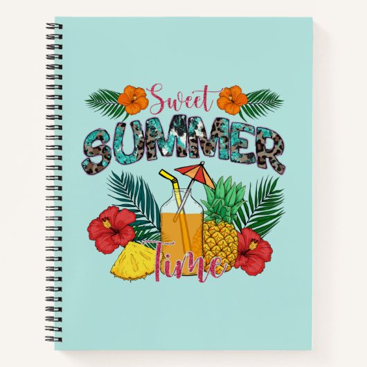 Carnet Temps d'été doux | Fruits tropicaux et fleurs (Devant)