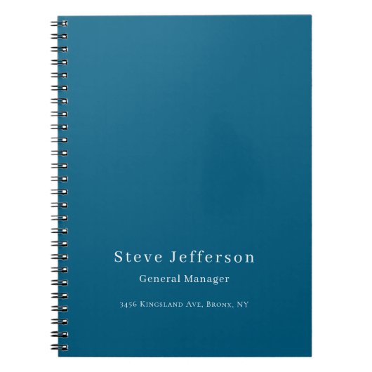 Carnet Tendance Élégant Minimaliste Simple Bleu (Devant)