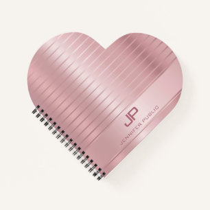 Carnet Tendance Élégant Modèle Rose Or Monogramme Moderne