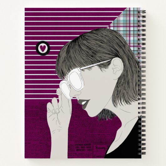 Carnet Tendance élégante fille chic violet collage Love H (Dos)