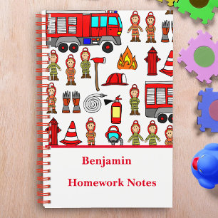 Carnet Tendance et Mignons Pompiers de Camion de Pompiers
