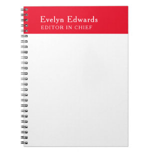 Carnet Tendance Moderne Rouge Blanc Minimaliste Simple