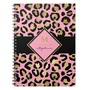 Carnet Tendance Noir Rose et Or Imprimé Léopard  Monogram