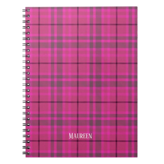 Carnet Tendance préppy rose & violet plaid (Devant)