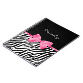 Carnet Tendance Zebra Imprimer Chic Hot Pink Bow et nom (Côté gauche)