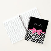 Carnet Tendance Zebra Print Chic Hot Rose Bow et nom (Intérieur)