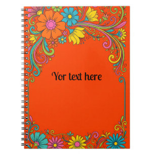 Carnet Tendrils Fleur Rétro Puissance - Cadre d'étiquette