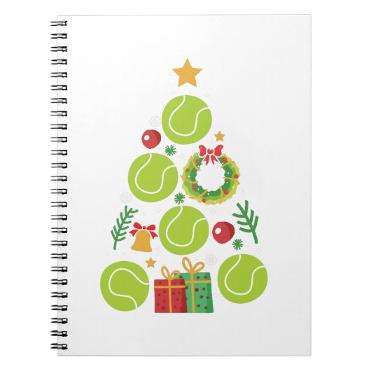 Carnet Tennis Christmas Tree | Cadeau de Noël Sports (Devant)