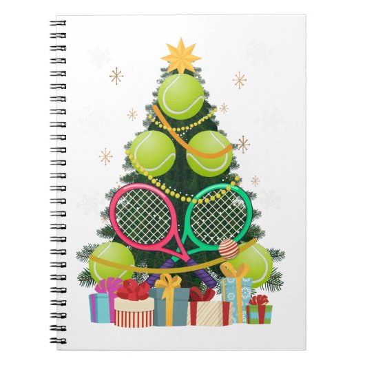 Carnet Tennis Christmas Tree Joueur Tennis Coach (Devant)