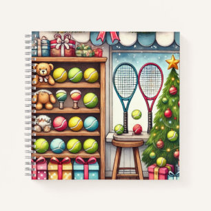 Carnet Tennis Noël Thème avec Ball et Racket