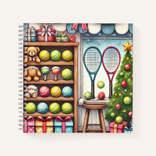 Carnet Tennis Noël Thème avec Ball et Racket (Devant)