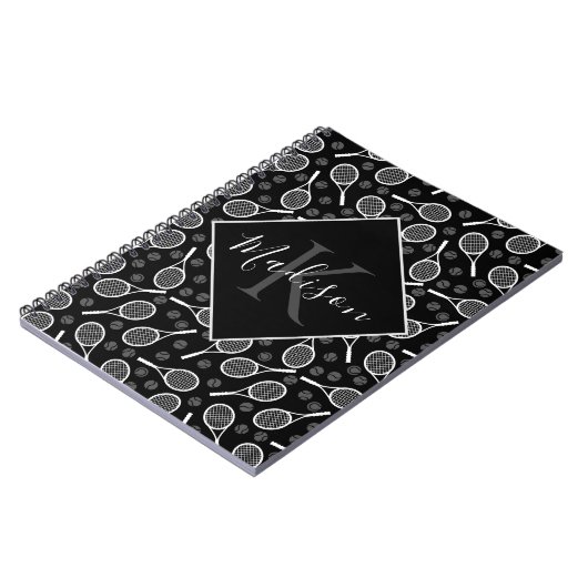 Carnet Tennis Racket Ball Motif Initial & Nom Monogramme (Côté gauche)