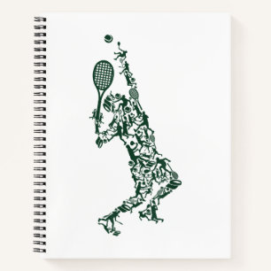 Carnet Tennis T Shirt - Joueur Positionne des boules Rack