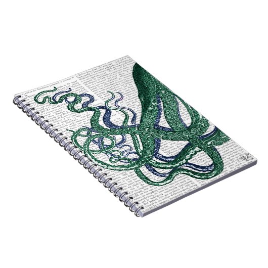 Carnet Tentacles de pieuvre vert et bleu (Côté Droit)