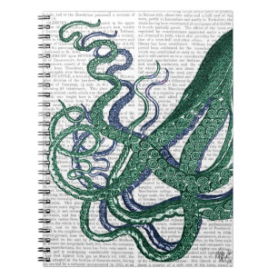 Carnet Tentacules vert et bleu de poulpe