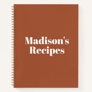 Carnet Teracotta moderne nom personnalisé texte Recette L