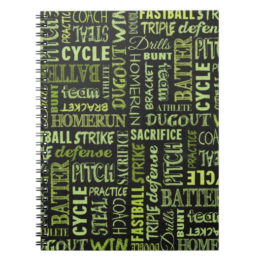 Carnet Termes du base-ball de Fastpitch sur le tableau (Devant)