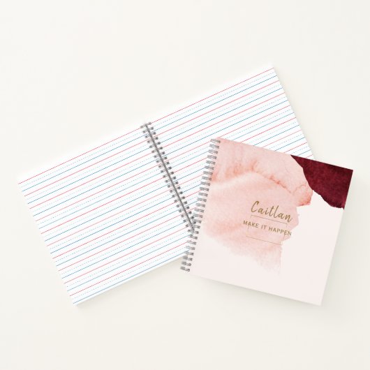 Carnet Terra rose clair Cotta Abstrait Monogramme (Intérieur)