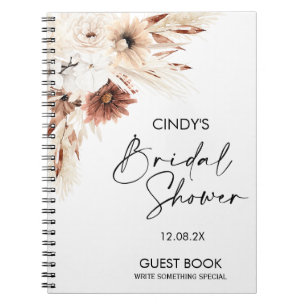 Carnet Terracotta Boho Floral Pampas Fête des mariées Inv