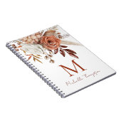 Carnet Terracotta Florals Monogramme Nom initial (Côté Droit)