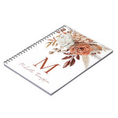 Carnet Terracotta Florals Monogramme Nom initial (Côté gauche)
