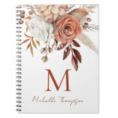 Carnet Terracotta Florals Monogramme Nom initial (Devant)