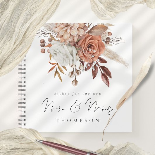 Carnet Terracotta Florals Souhaite Nouveau Mr. Mrs Guest