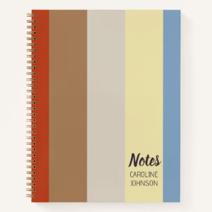 Carnet Terracotta Marron Jaune Rayures Personnalisé