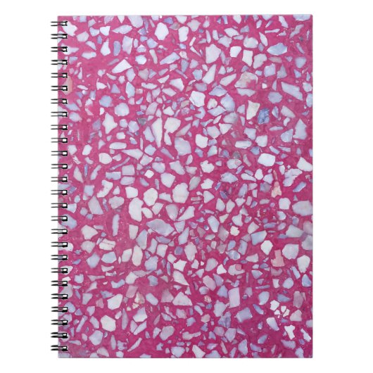 Carnet Terrazzo Texture : Elégance blanche rose. (Devant)