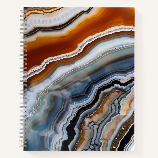 Carnet Terre Cuite Rouge Agate Géode Blanche Noire Bleue (Devant)