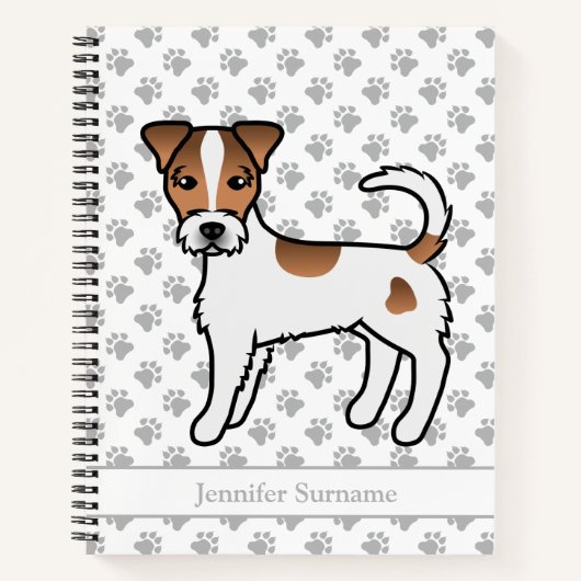 Carnet Terrier à poil dur marron Parson Russell & Nom (Devant)