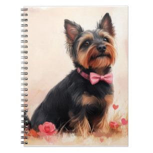 Carnet Terrier Australien avec des Roses - Saint-Valentin