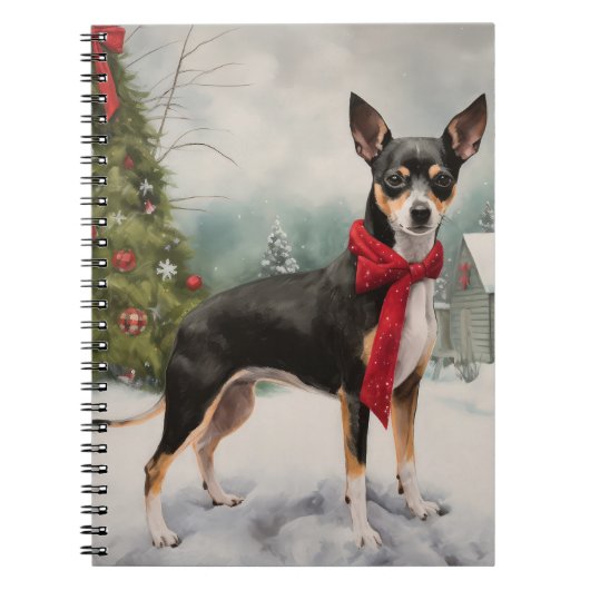 Carnet Térrier Rat dans la neige de Noël (Devant)