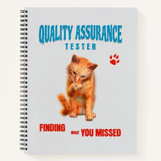 Carnet Testeur QA Humour de chat (Devant)