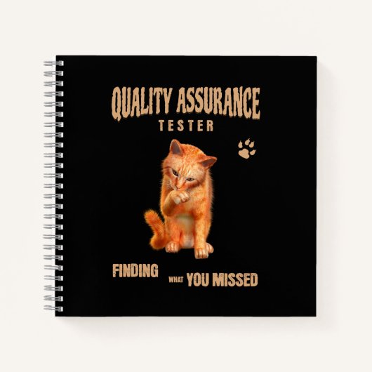 Carnet Testeur QA Humour Félin (Devant)