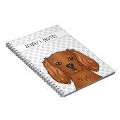 Carnet Tête de Cavalier King Charles Spaniel Rubis & Text (Côté Droit)