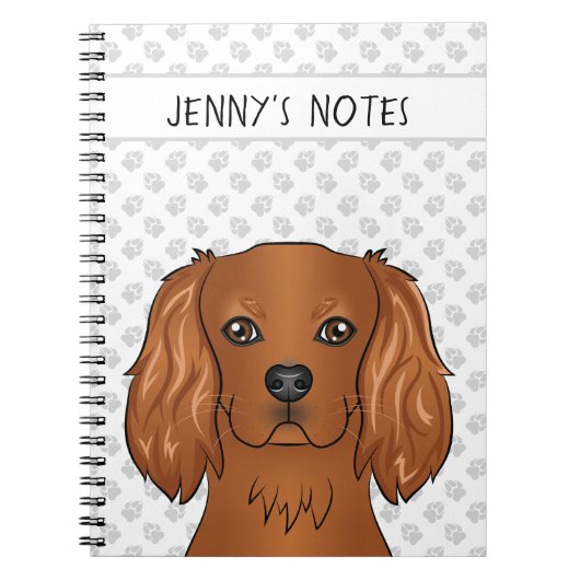Carnet Tête de Cavalier King Charles Spaniel Rubis & Text (Devant)
