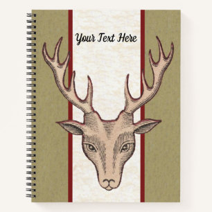 Carnet Tête de cerf mâle Brown Tante rouge blanche