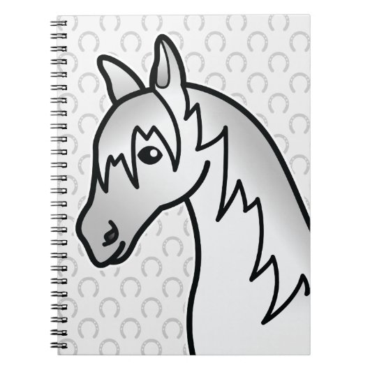 Carnet Tête de cheval de dessin animé gris (Devant)