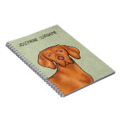 Carnet Tête de chien pointer hongrois Vizsla avec nom ver (Côté Droit)